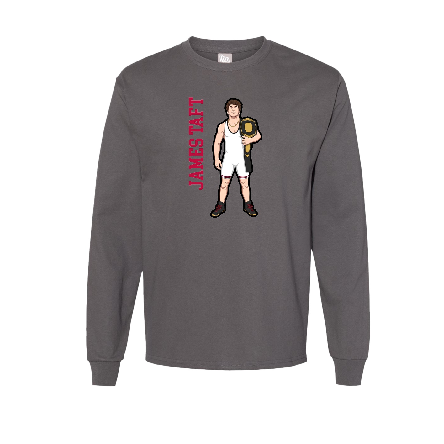 Long Sleeve Tee — Name Vertical in Grey