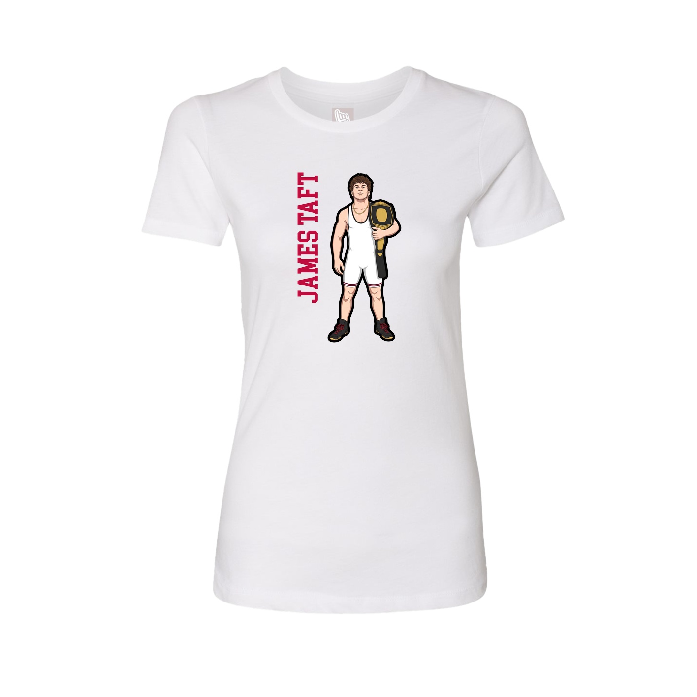 Womens Tee — Name Vertical in White