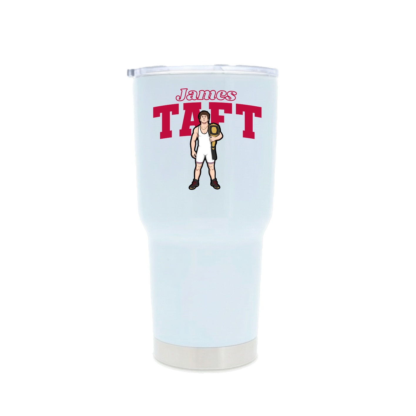 30oz Stainless Steel Tumbler — Name Arch in White