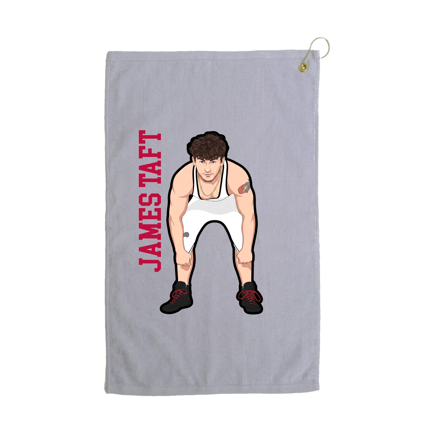 Golf Towel — Name Vertical in Grey