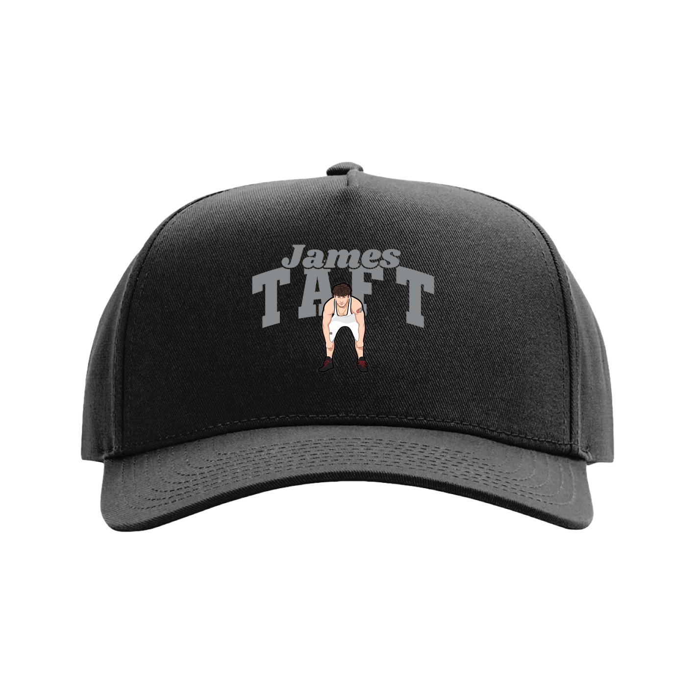 Full Fabric Five-Panel Champ Cap — Signature Arch in Black