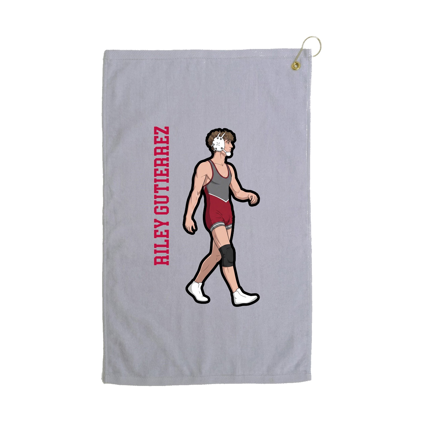Golf Towel — Name Vertical in Grey