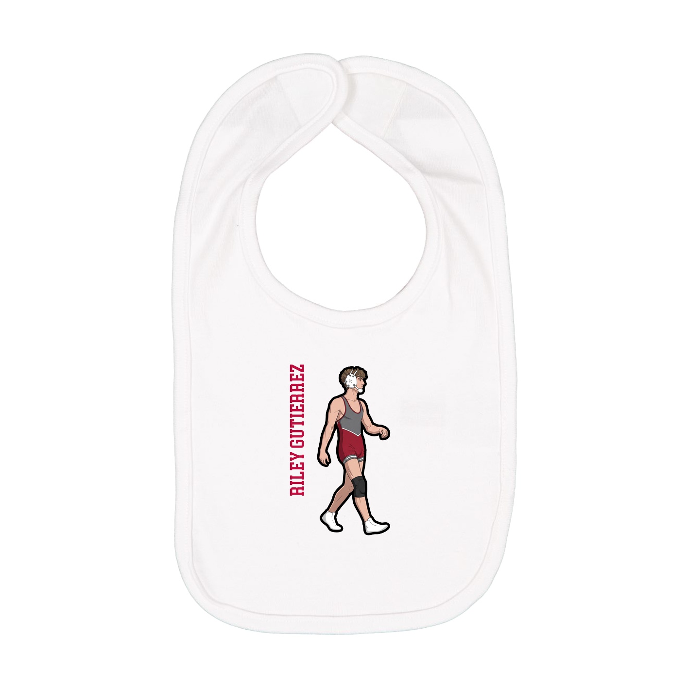 Infant Bib — Name Vertical in White