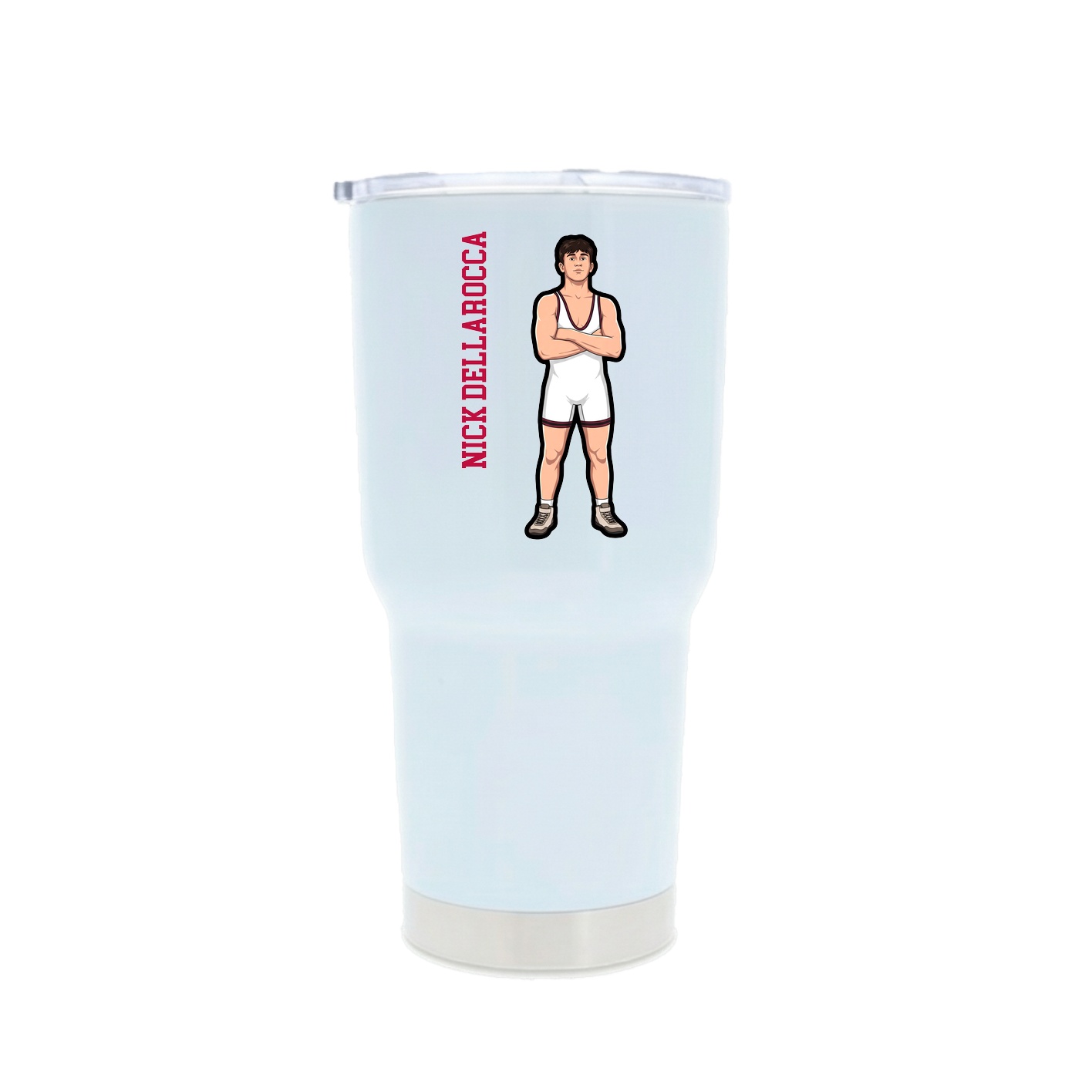 30oz Stainless Steel Tumbler — Name Vertical in White