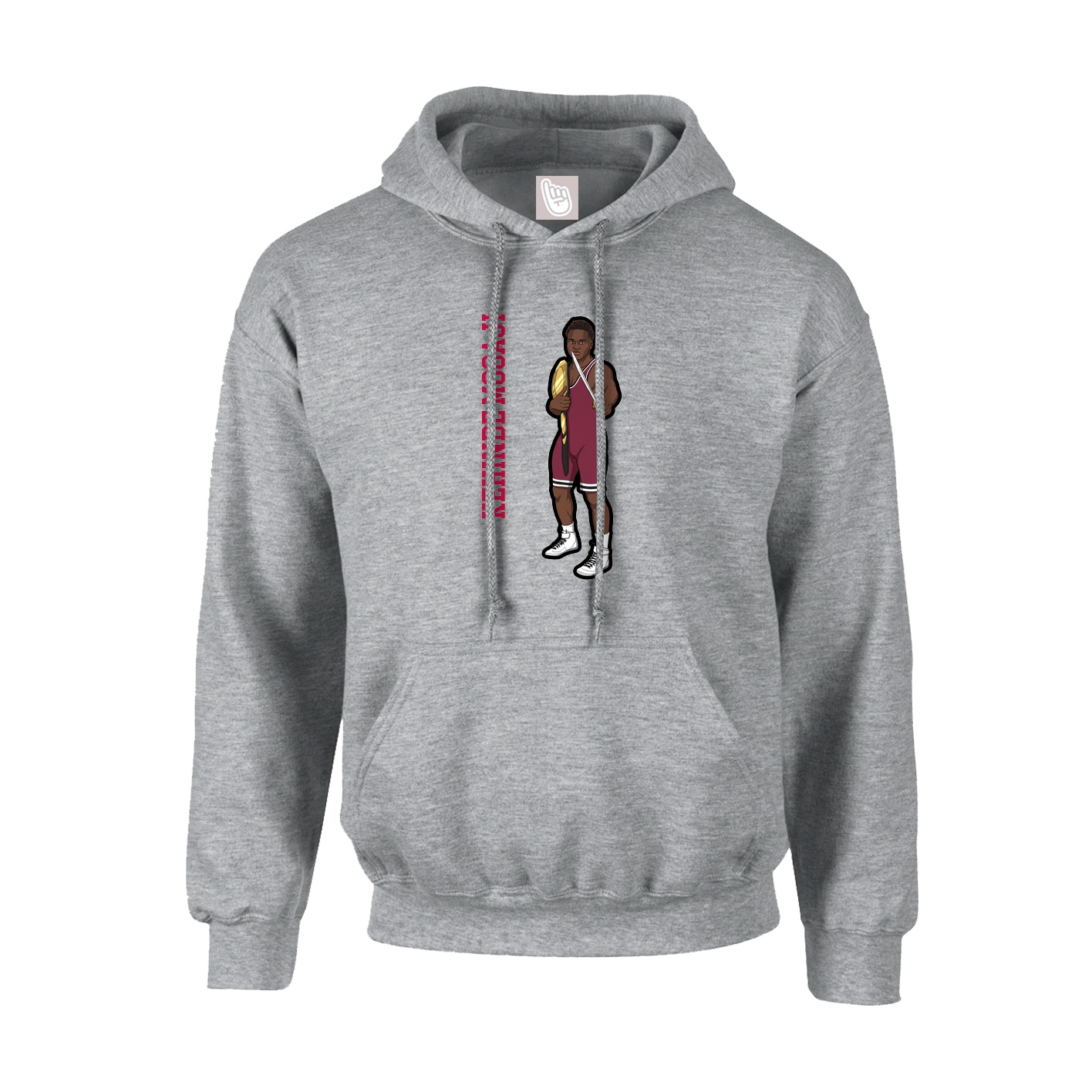 Youth Hoodie — Name Vertical in Grey