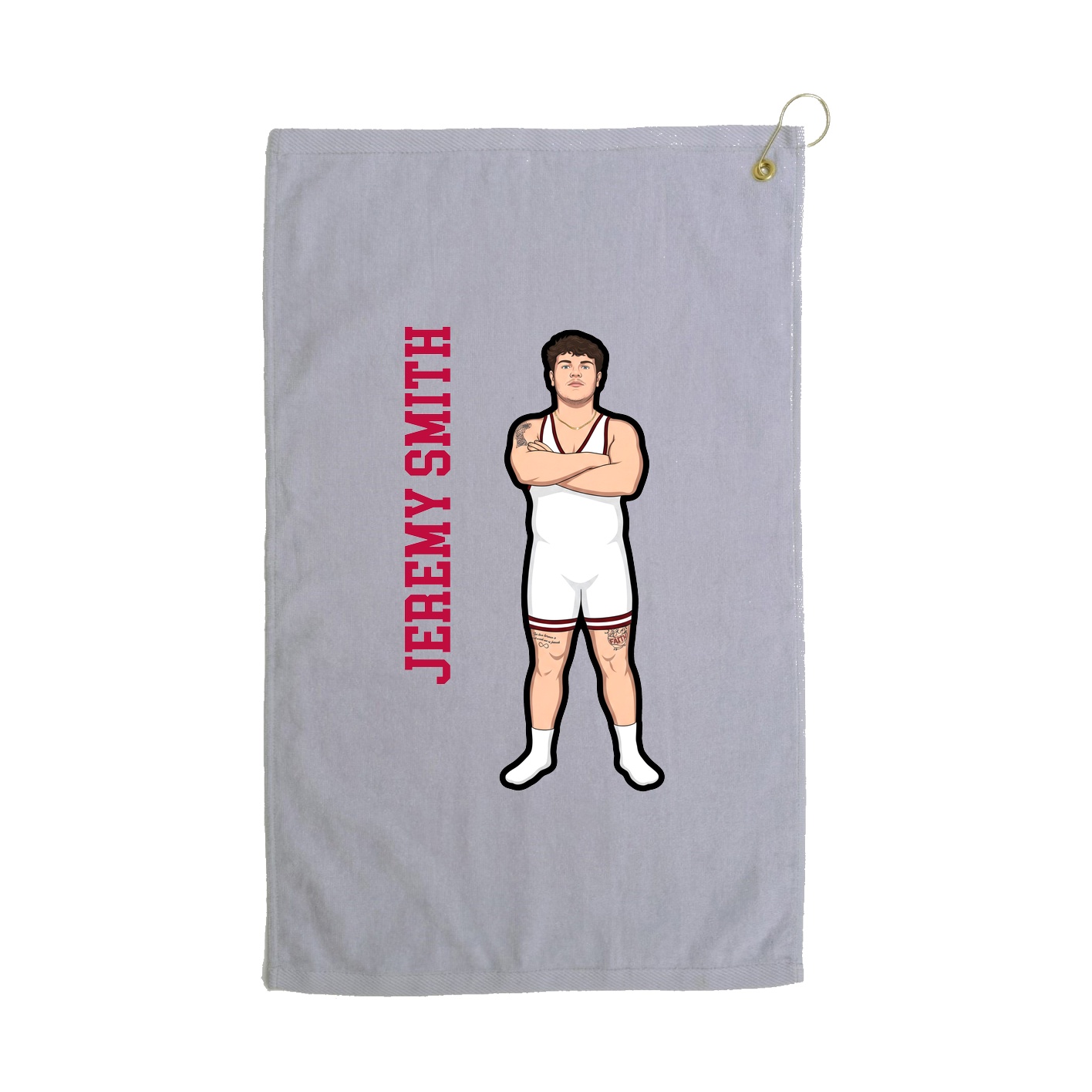 Golf Towel — Name Vertical in Grey