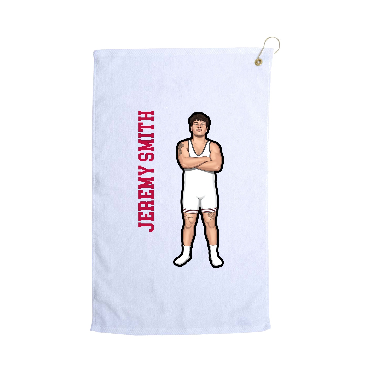 Golf Towel — Name Vertical in White