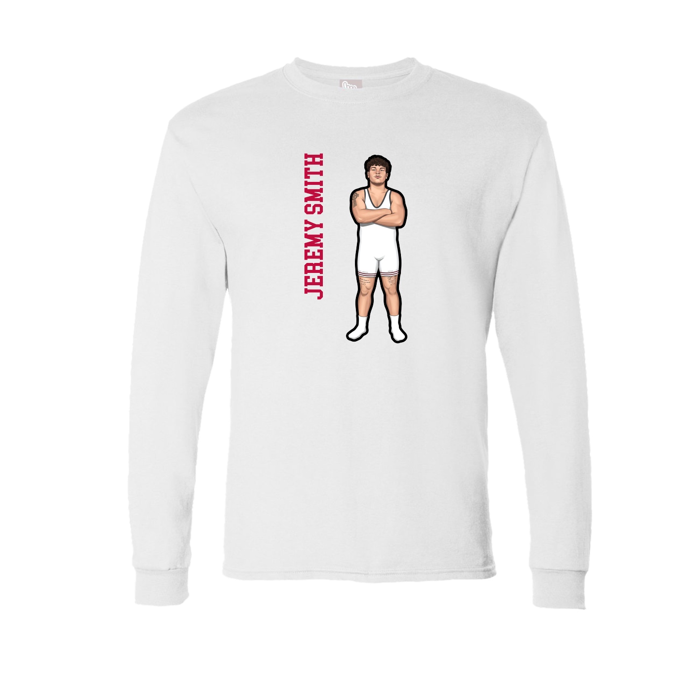 Long Sleeve Tee — Name Vertical in White