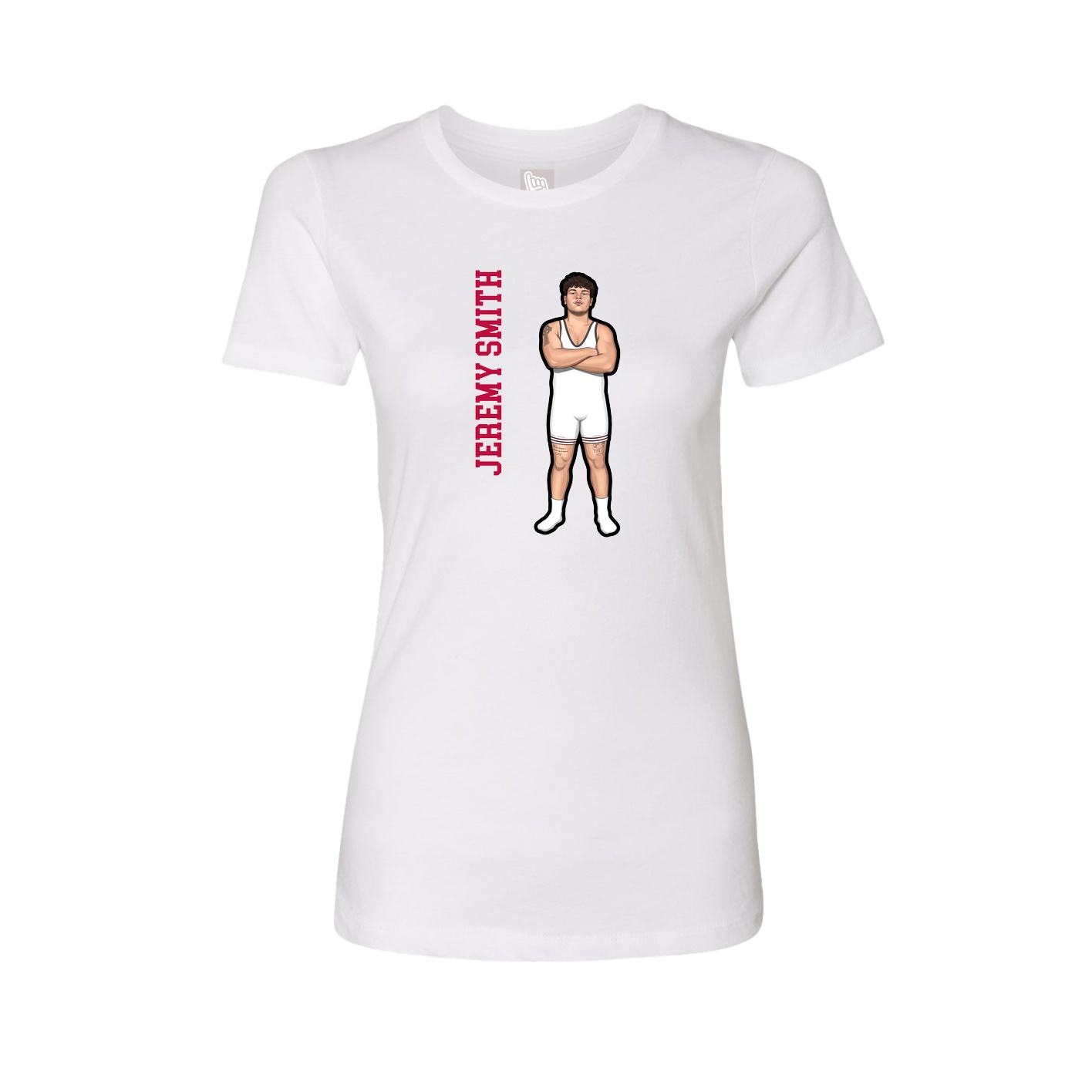 Fitted Women's Tee — Name Vertical in White