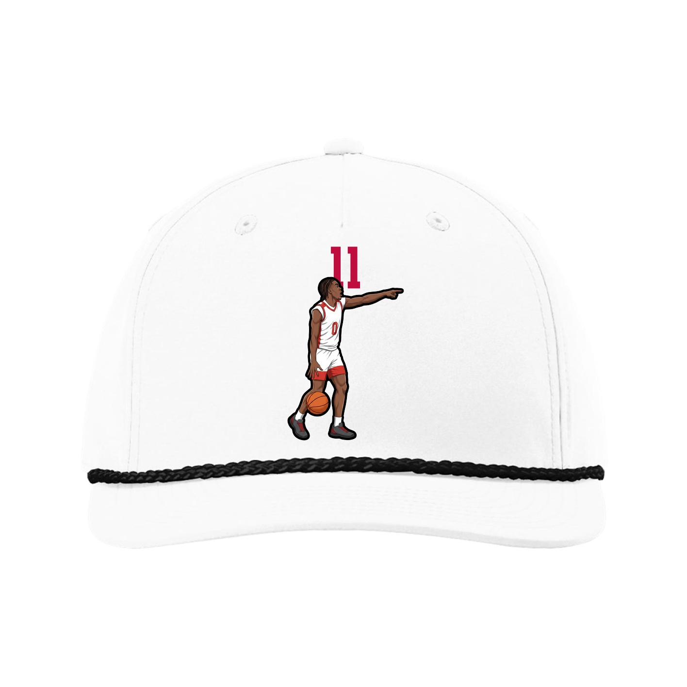 Five-Panel Classic Rope Cap — Number Top in White