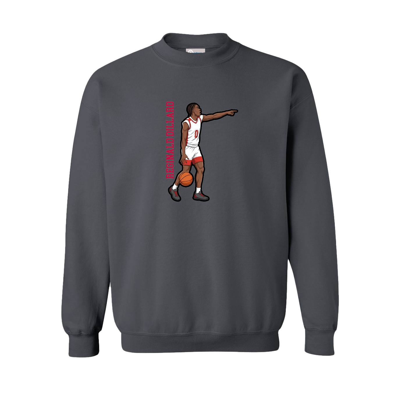 Fleece Crew — Name Vertical in Grey