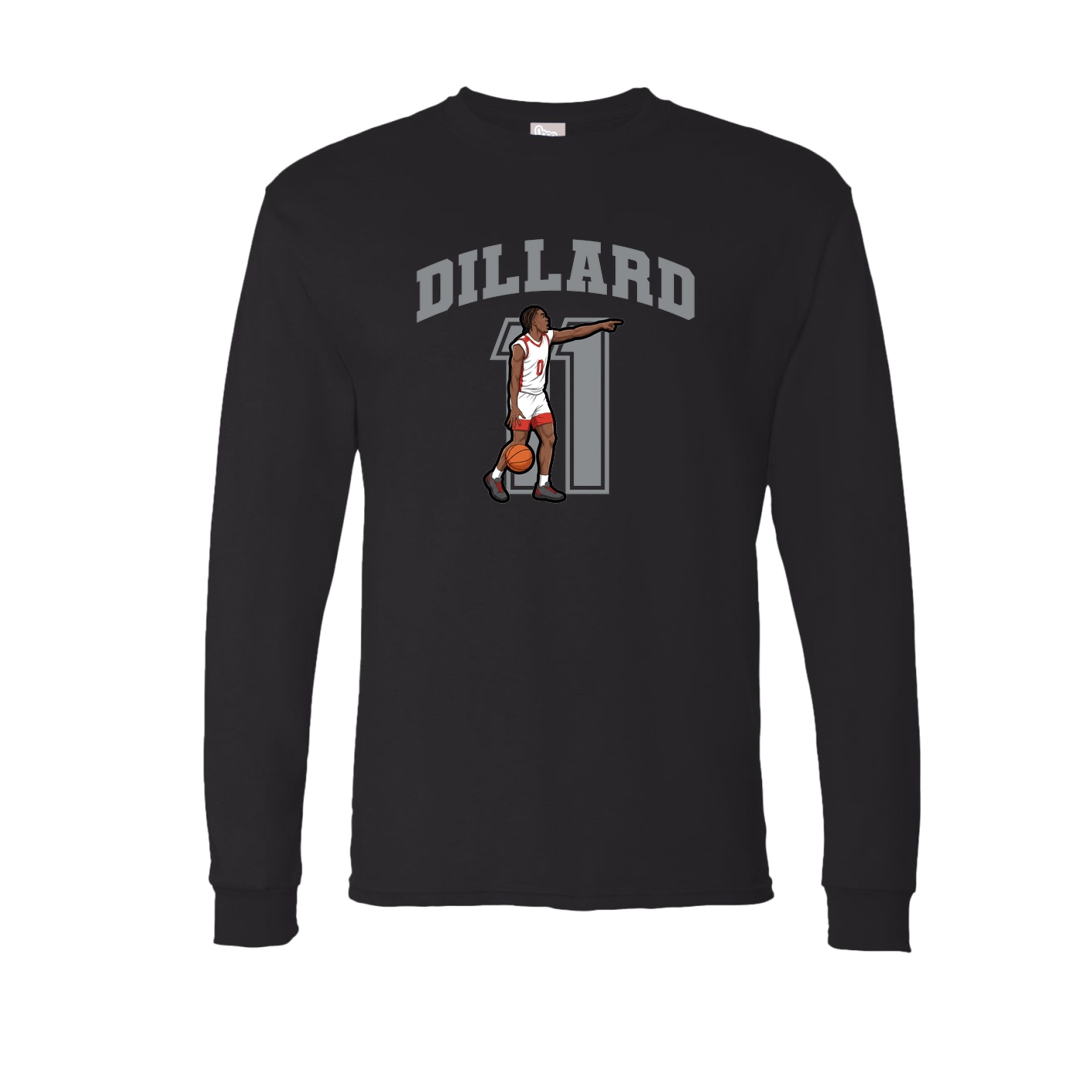 Long Sleeve Tee — Number in Black