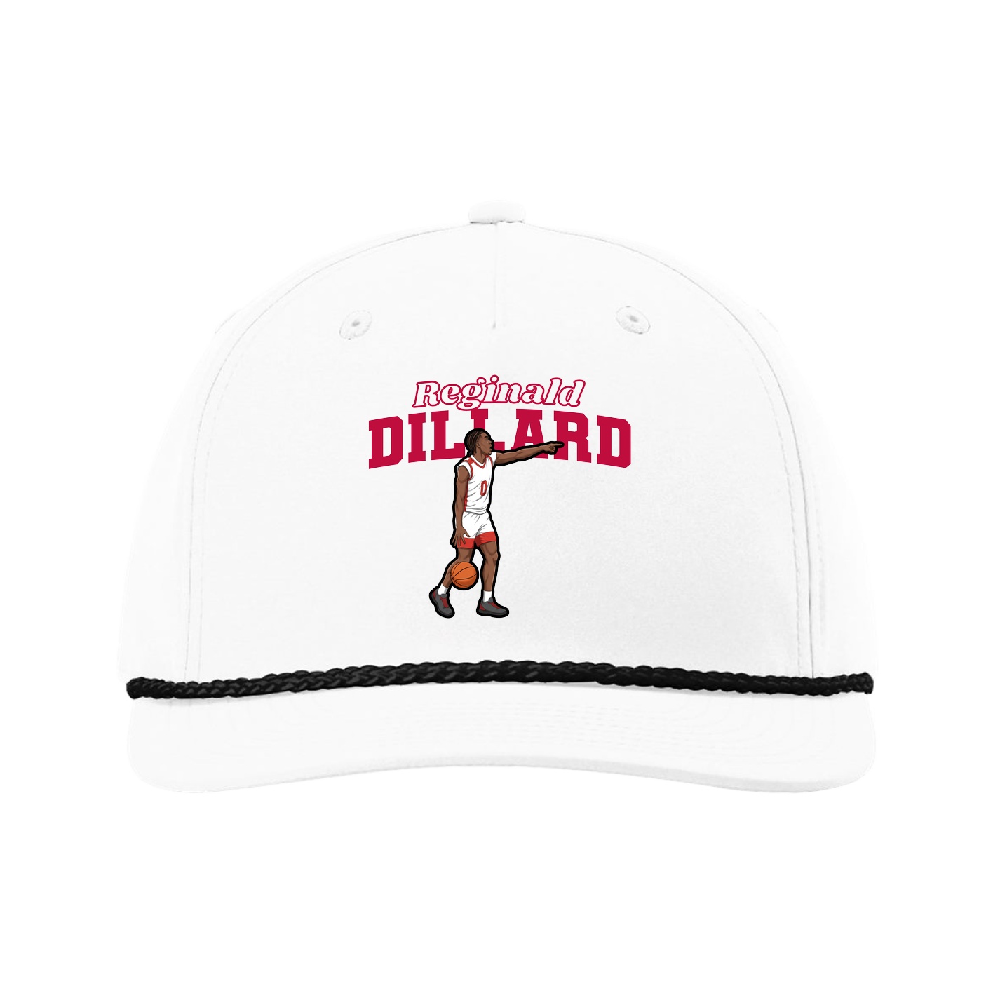 Five-Panel Classic Rope Cap — Name Arch in White