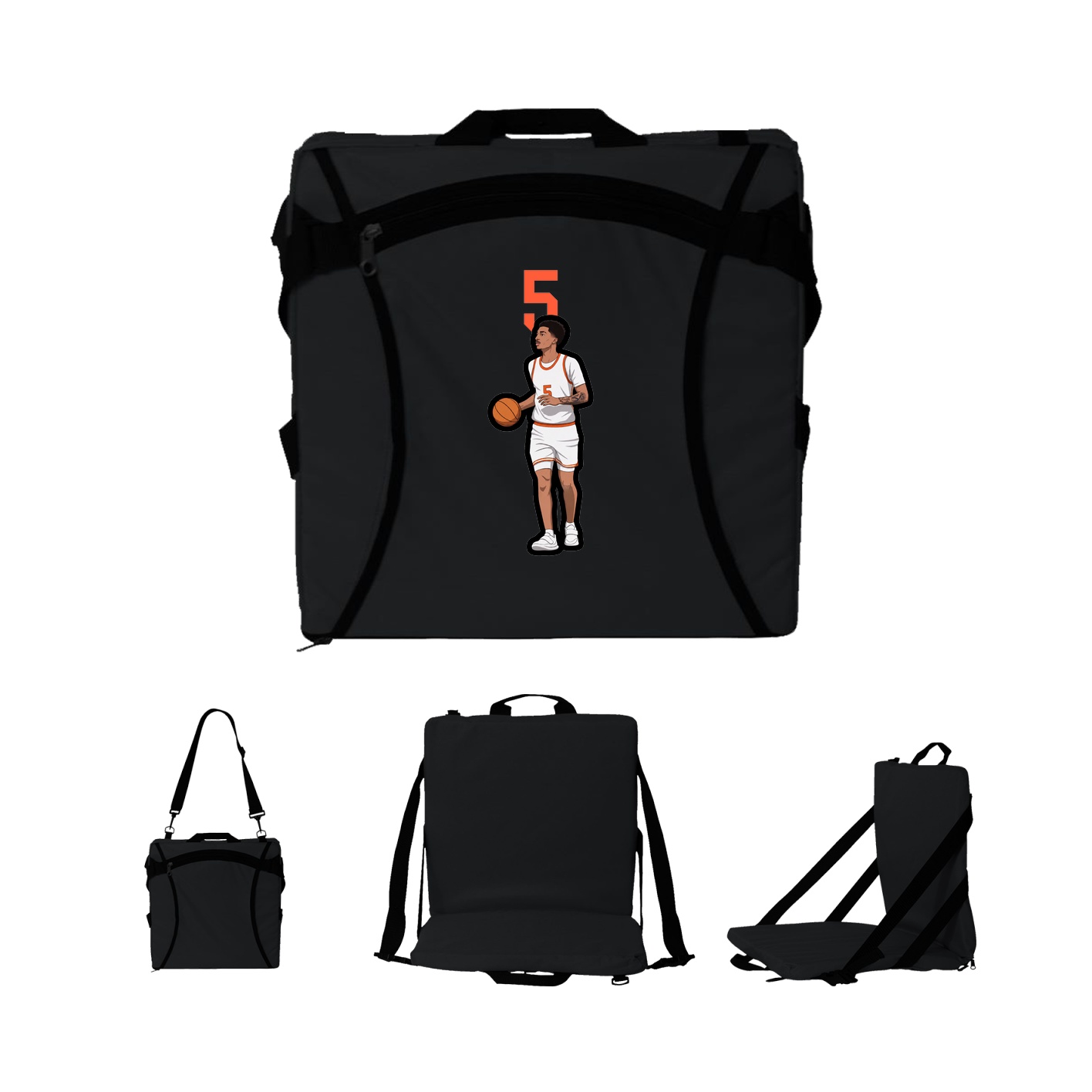 Folding Stadium Seat — Number Top in Black