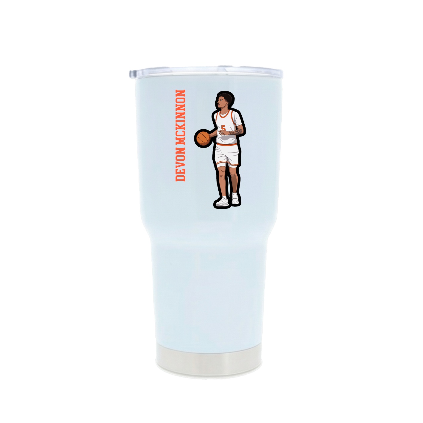 30oz Stainless Steel Tumbler — Name Vertical in White