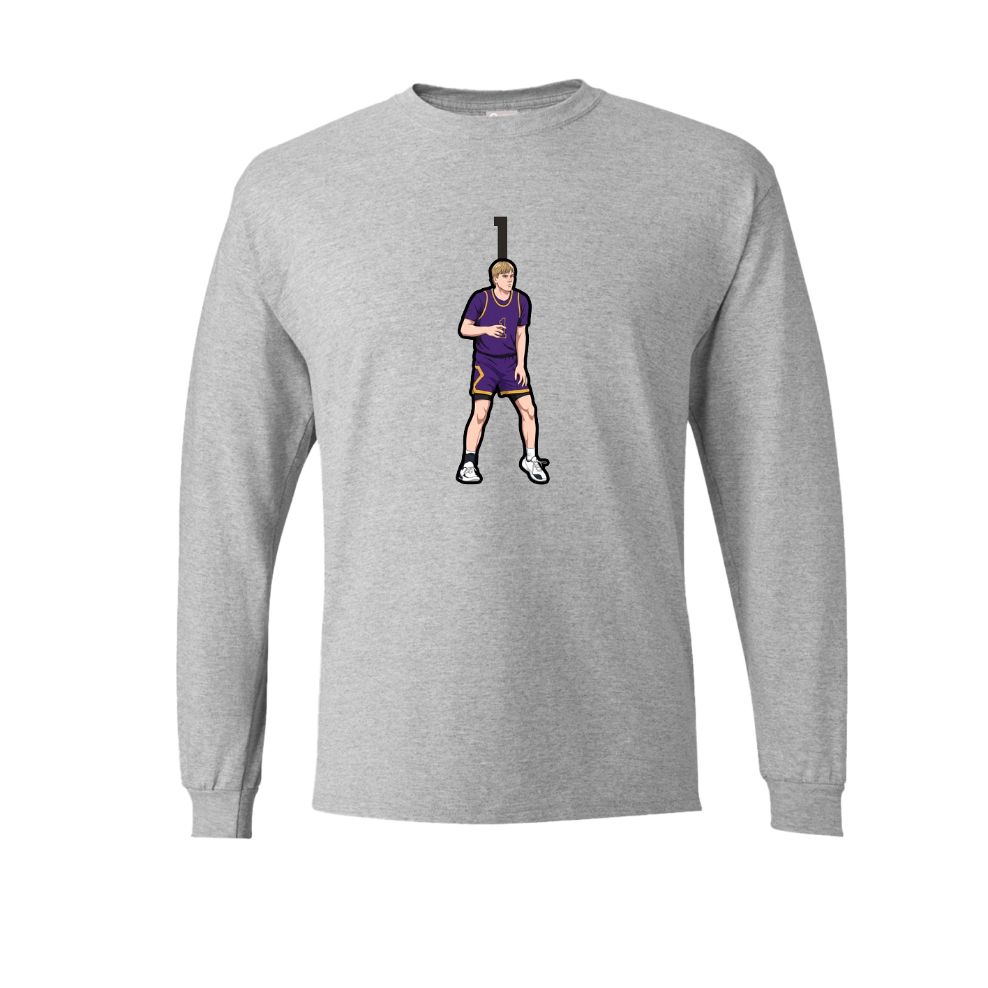 Long Sleeve Tee — Number Top in Grey
