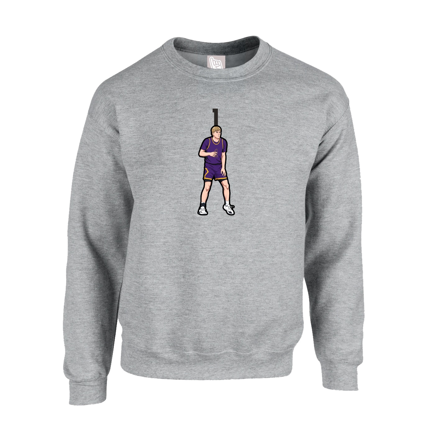 Fleece Crew — Number Top in Grey