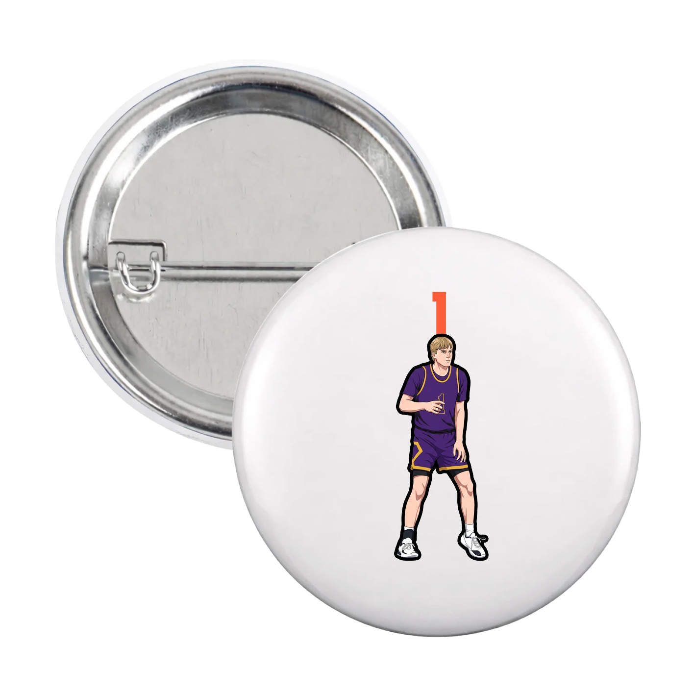 Game Day Button — Number Top in White