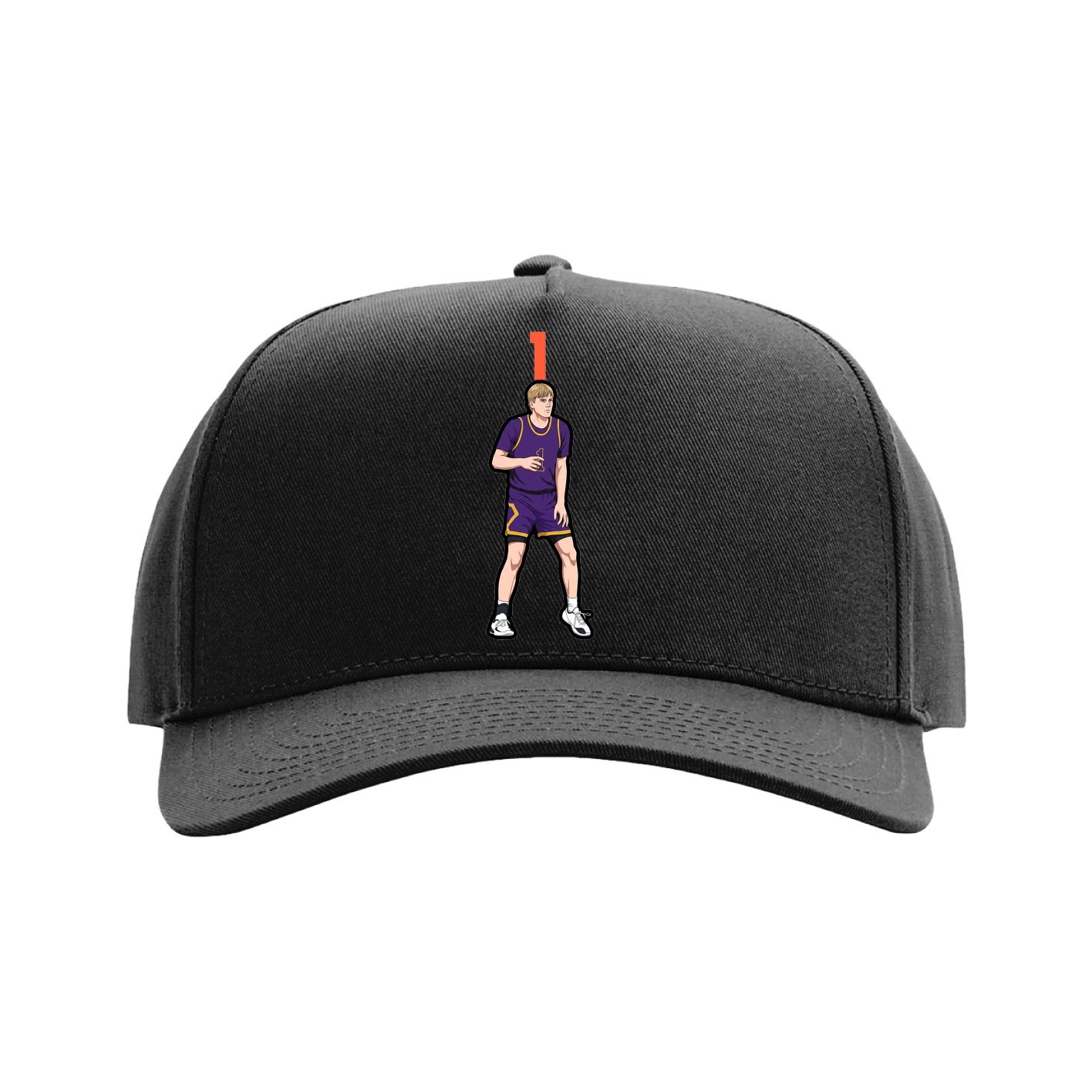 Full Fabric Five-Panel Champ Cap — Number Top in Black