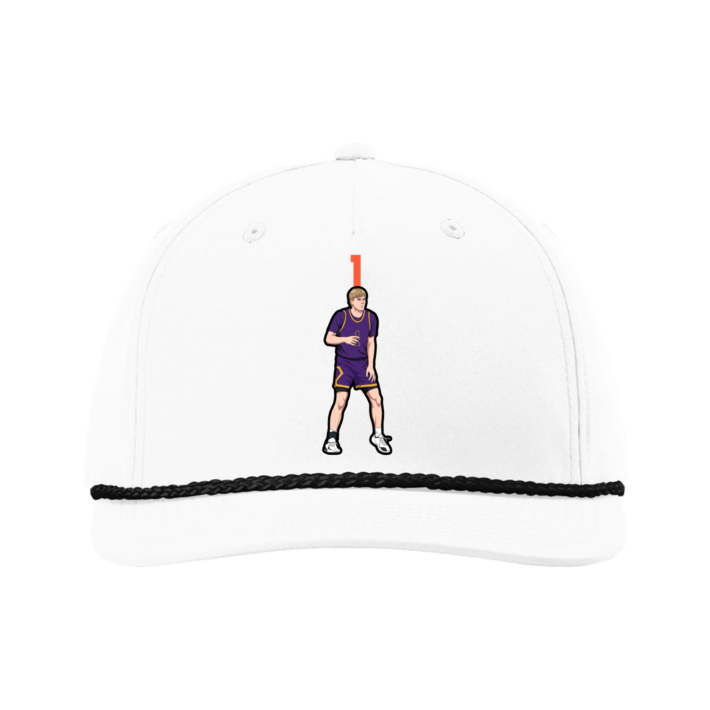 Five-Panel Classic Rope Cap — Number Top in White