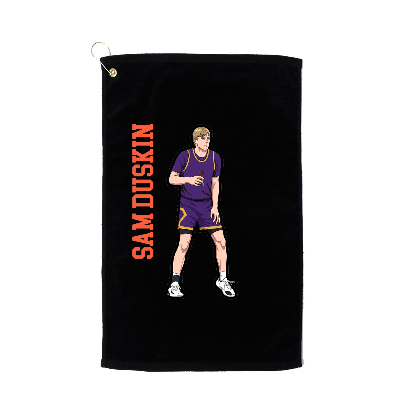 Golf Towel — Name Vertical in Black