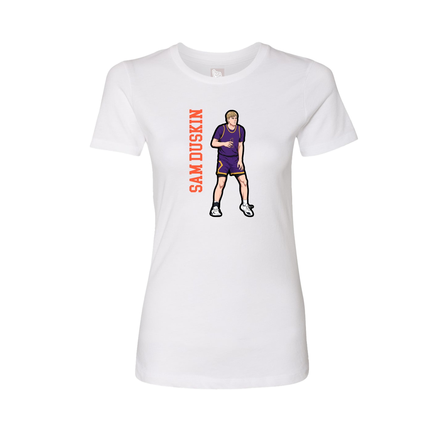 Fitted Women's Tee — Name Vertical in White