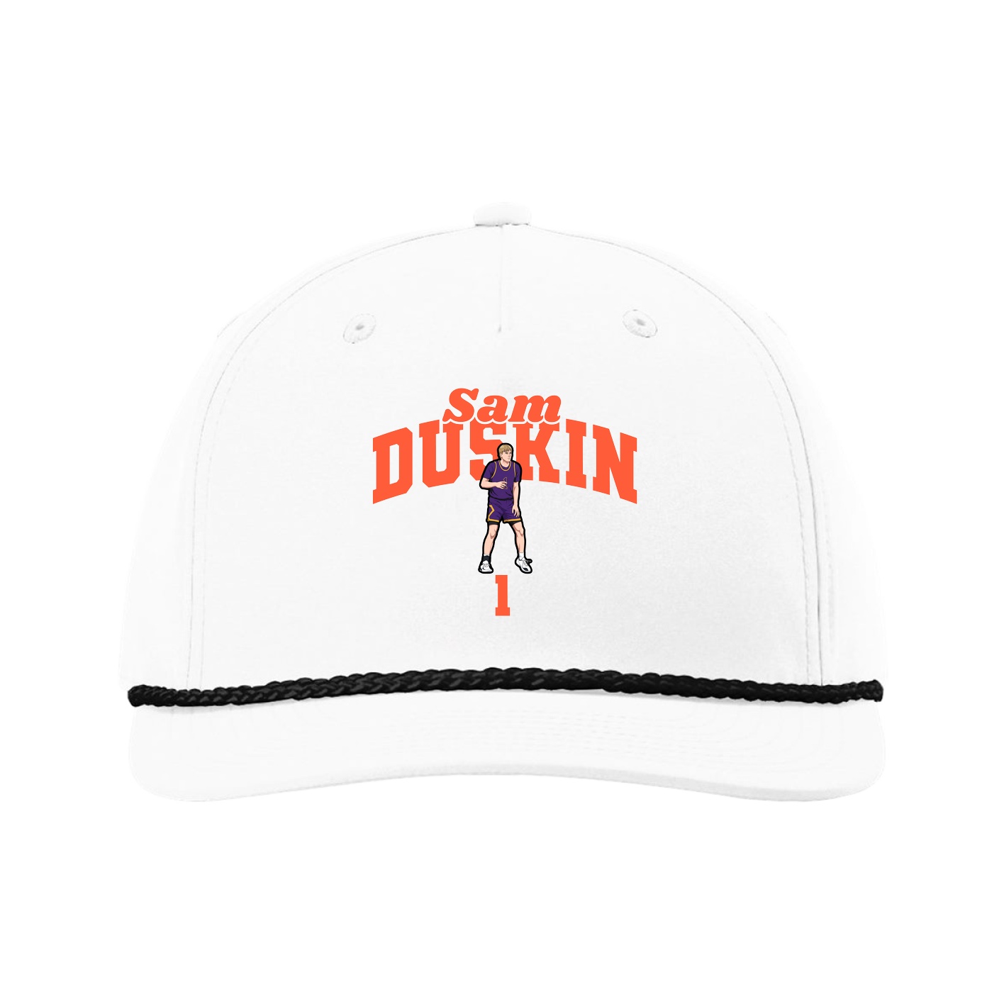 Five-Panel Classic Rope Cap — Signature Arch in White