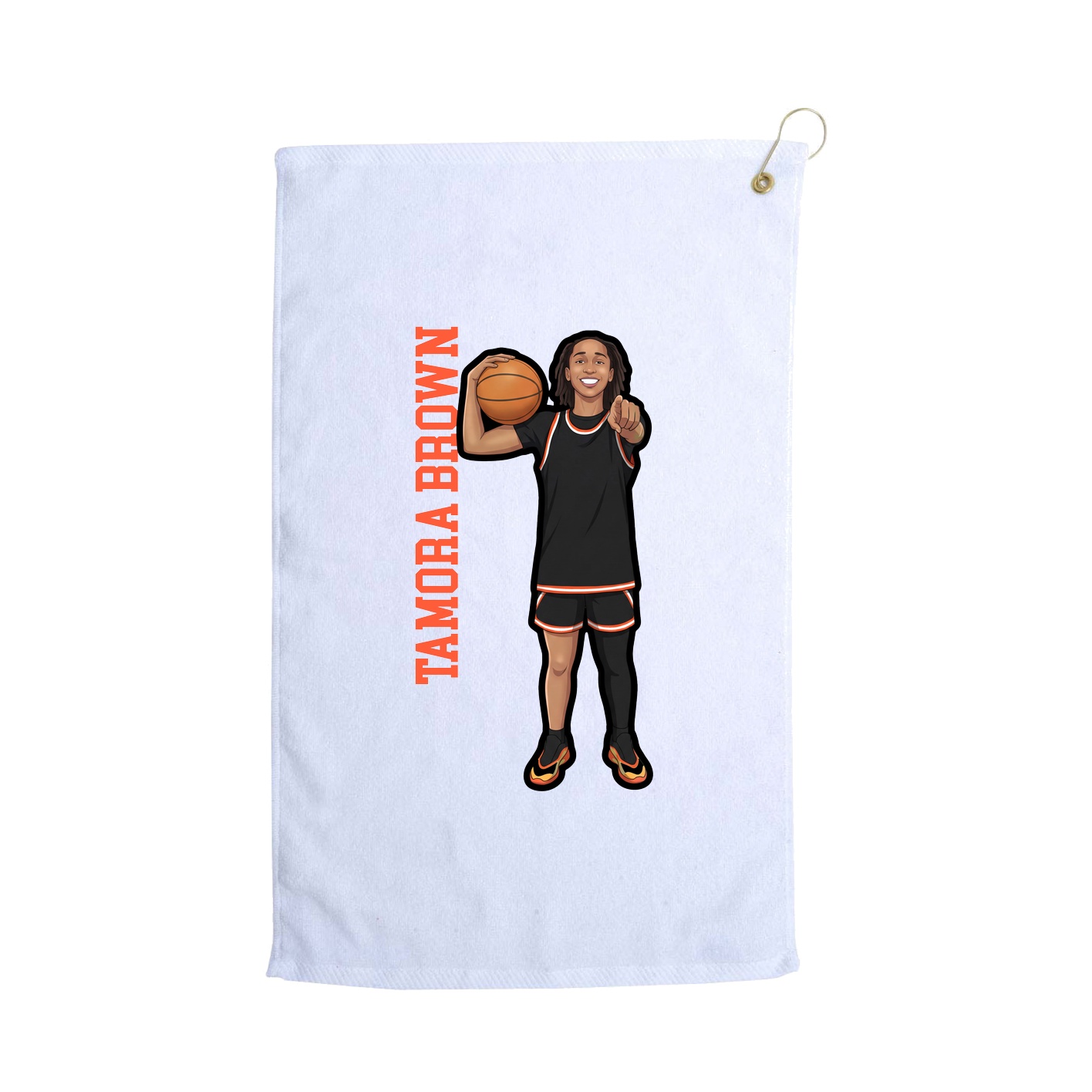 Golf Towel — Name Vertical in White