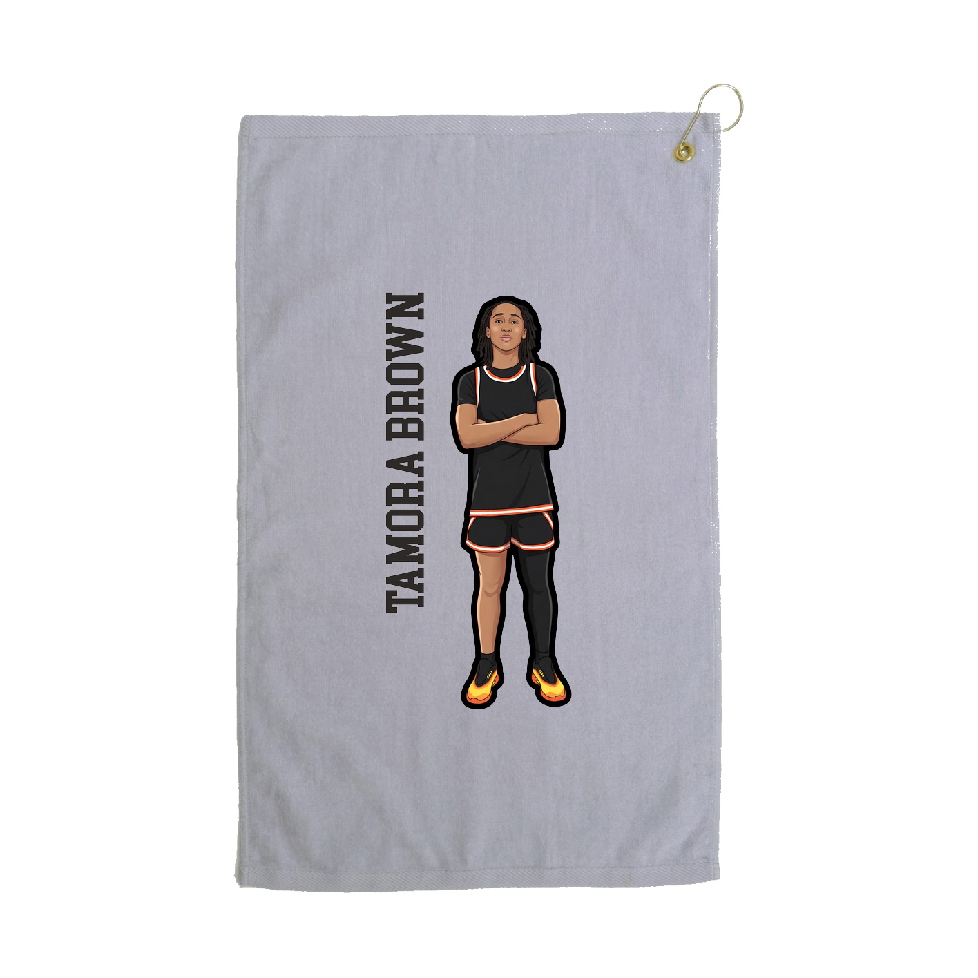 Golf Towel — Name Vertical in Grey