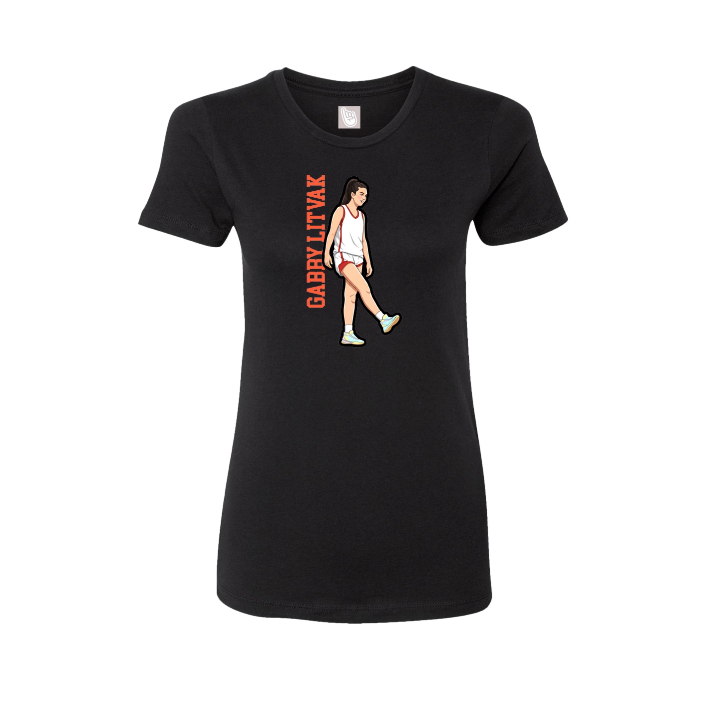 Fitted Women's Tee — Name Vertical in Black