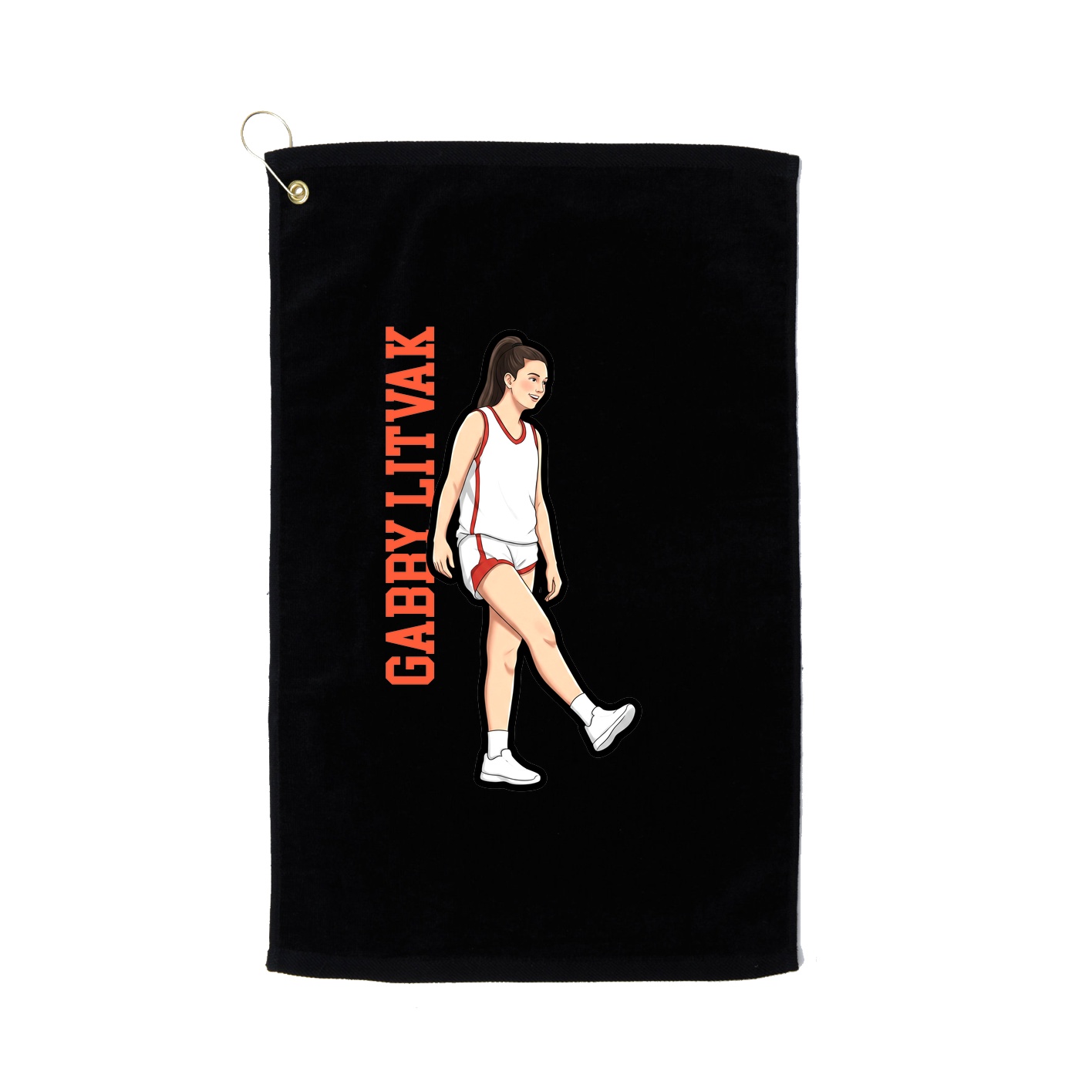 Golf Towel — Name Vertical in Black