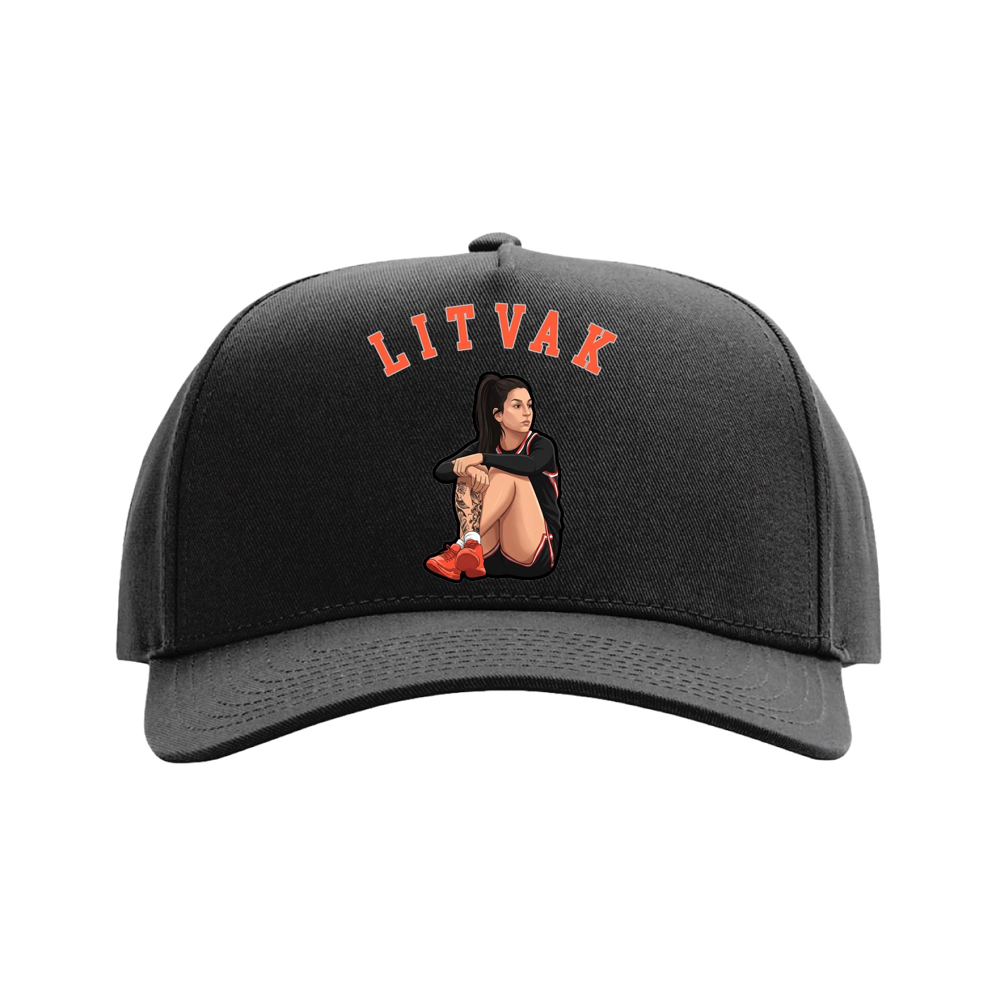 Full Fabric Five-Panel Champ Cap — Shirsey Arch in Black