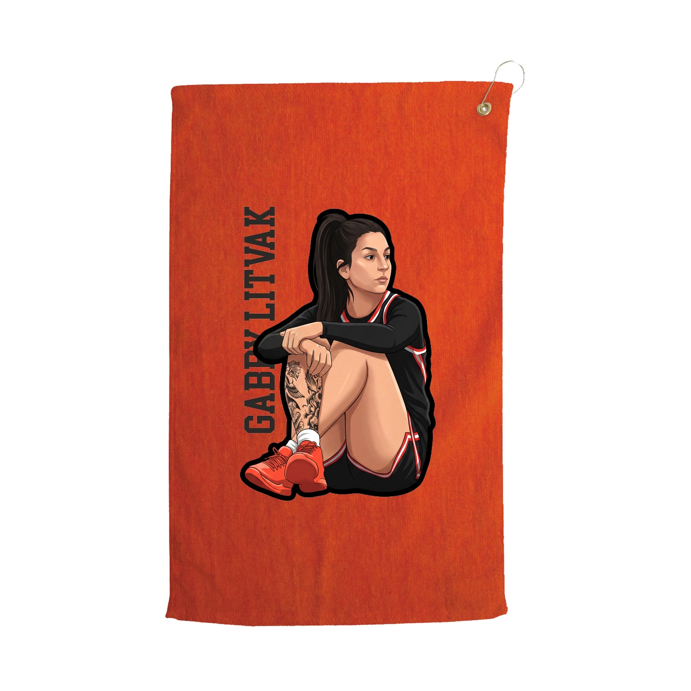 Golf Towel — Name Vertical in Orange