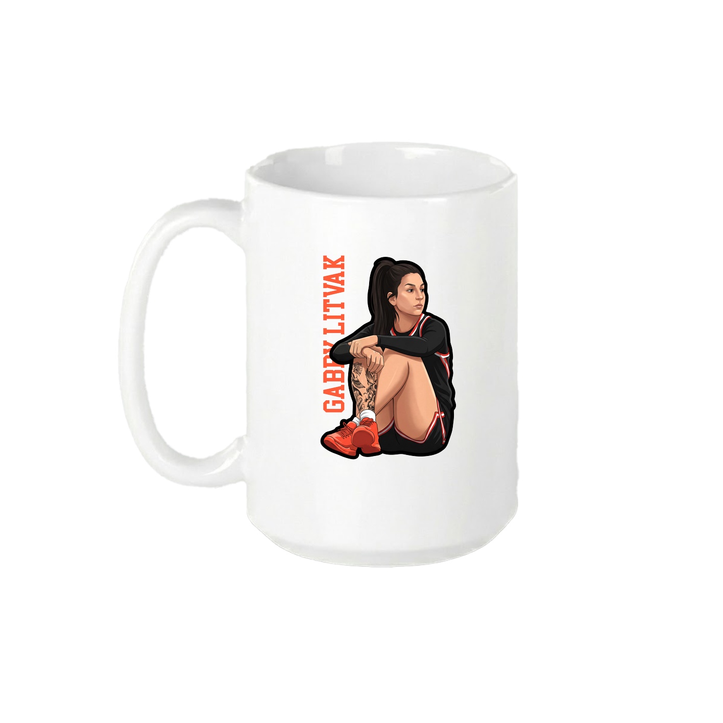 15oz Coffee Mug — Name Vertical in White