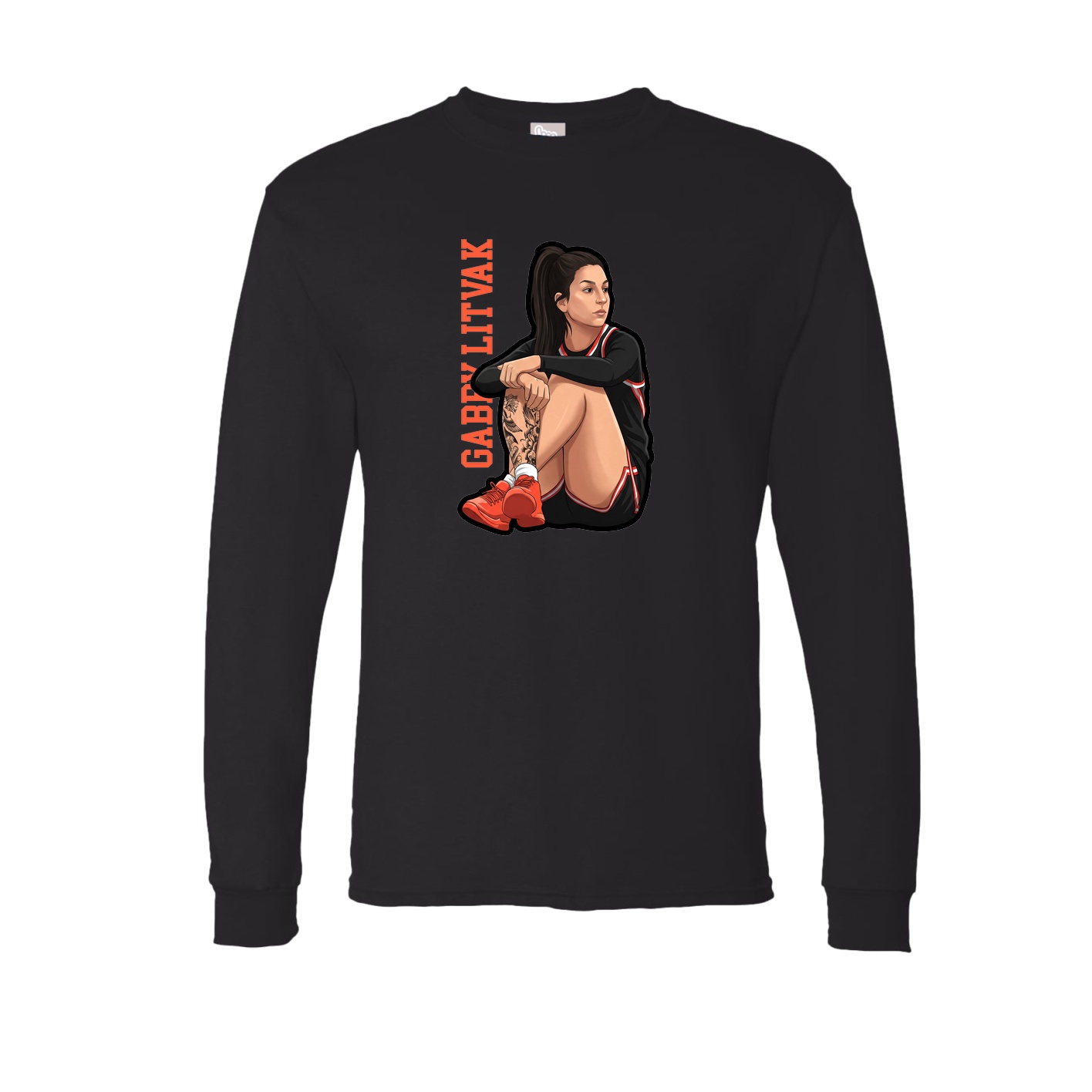 Long Sleeve Tee — Name Vertical in Black