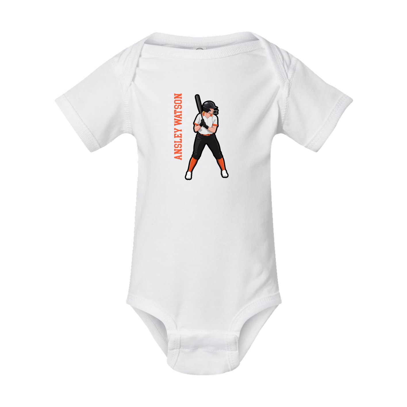 Baby Onesie — Name Vertical in White