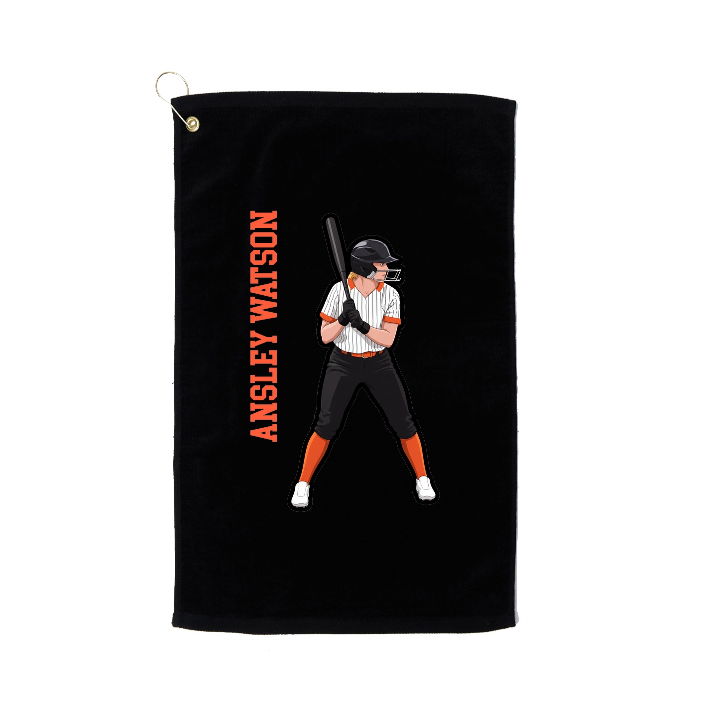 Golf Towel — Name Vertical in Black