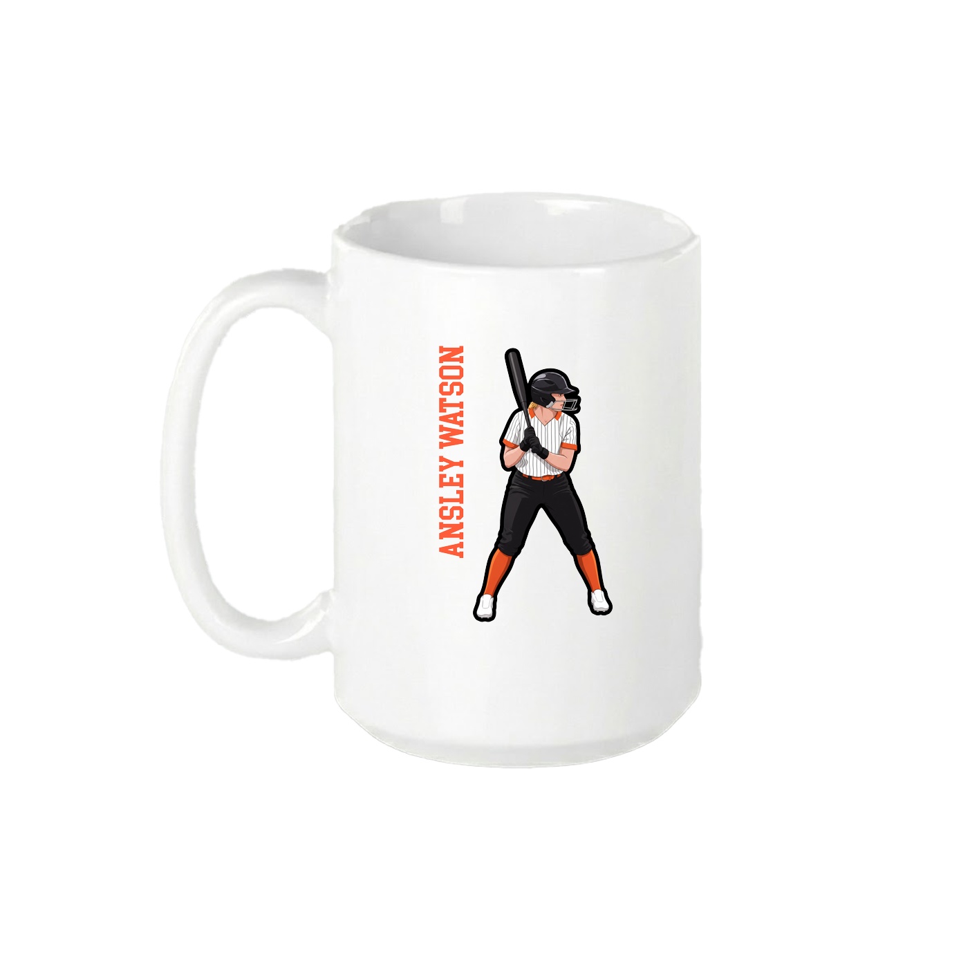 15oz Coffee Mug — Name Vertical in White