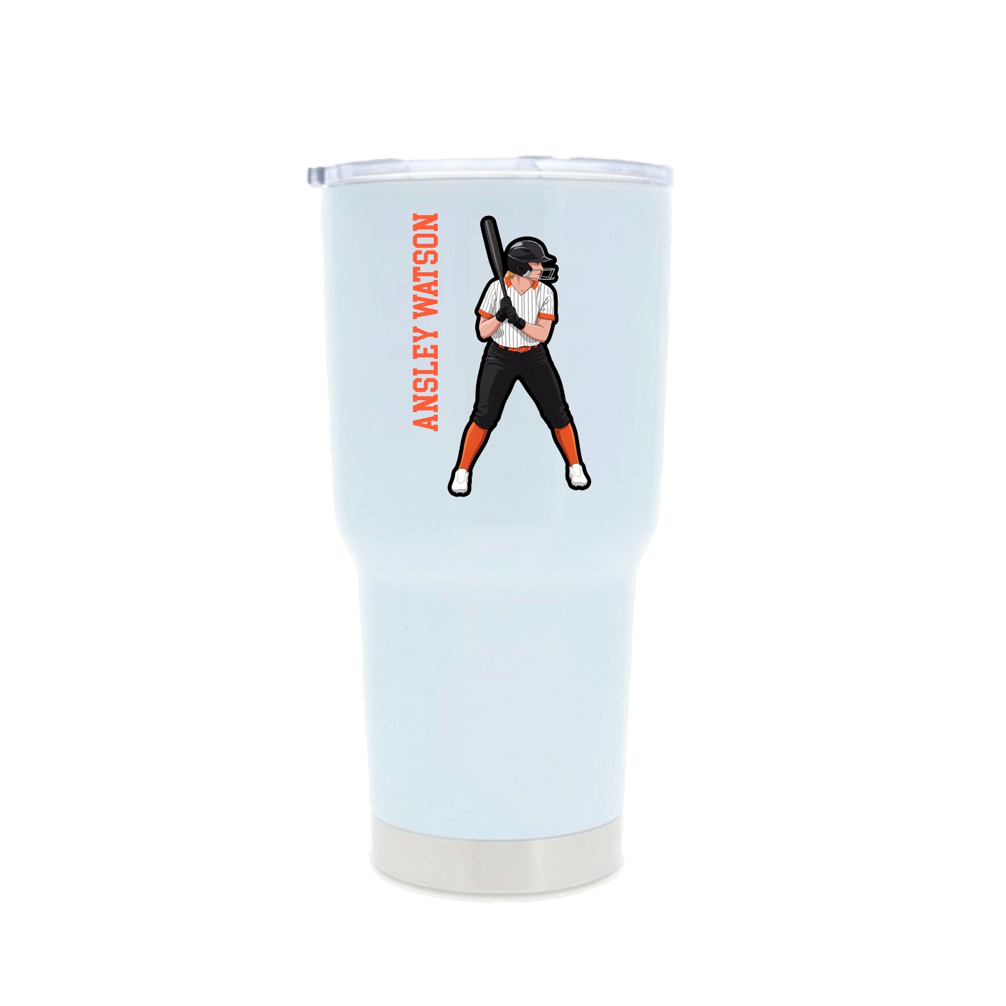 30oz Stainless Steel Tumbler — Name Vertical in White