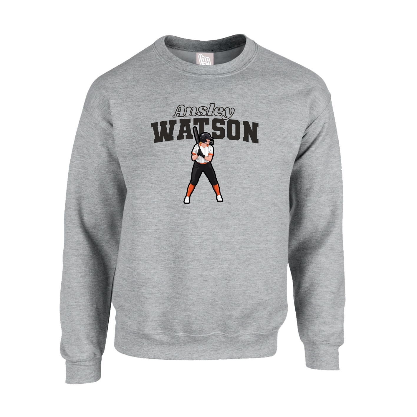 Fleece Crew — Name Arch in Grey