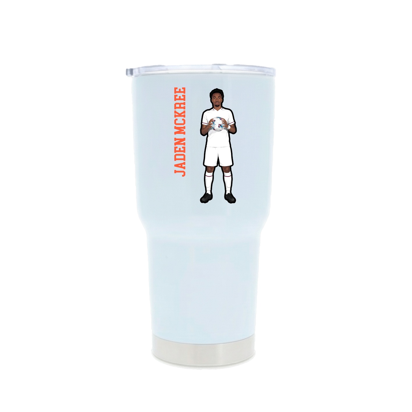 30oz Stainless Steel Tumbler — Name Vertical in White