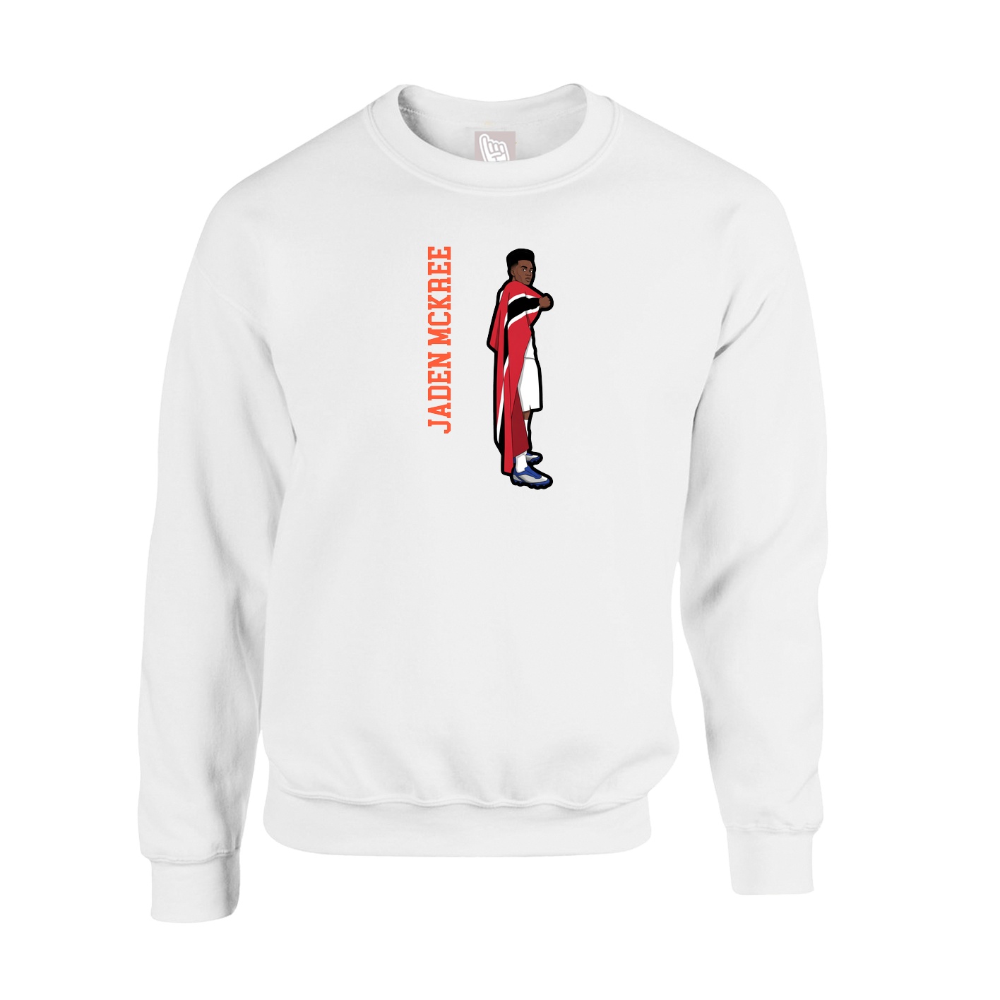 Fleece Crew — Name Vertical in White