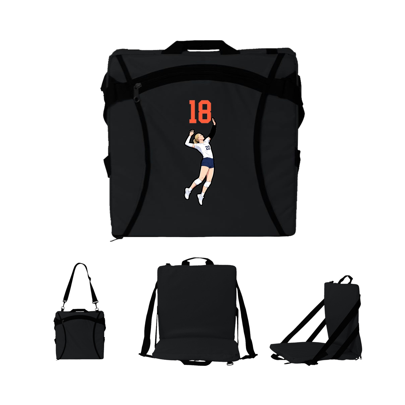 Folding Stadium Seat — Number Top in Black