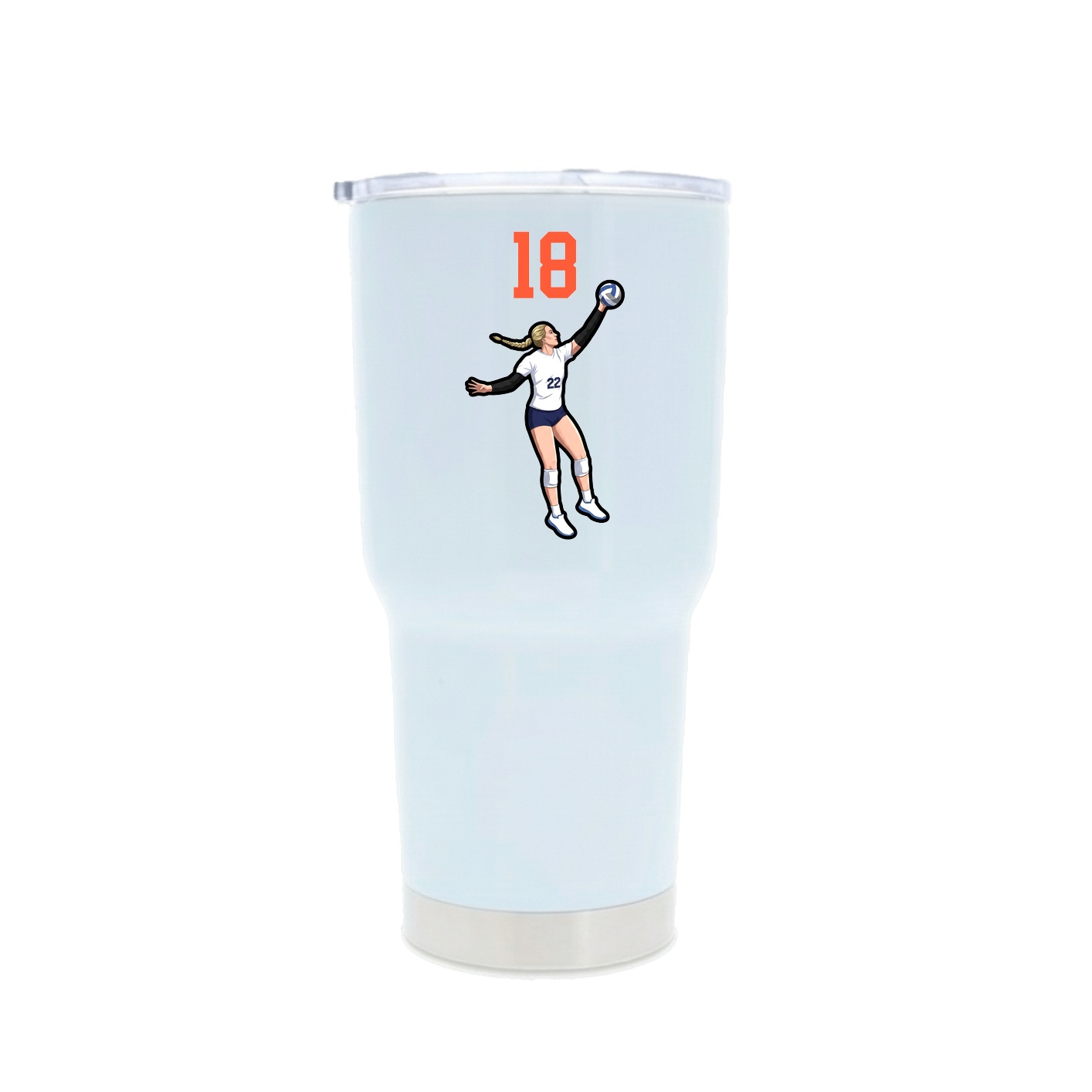 30oz Stainless Steel Tumbler — Number Top in White