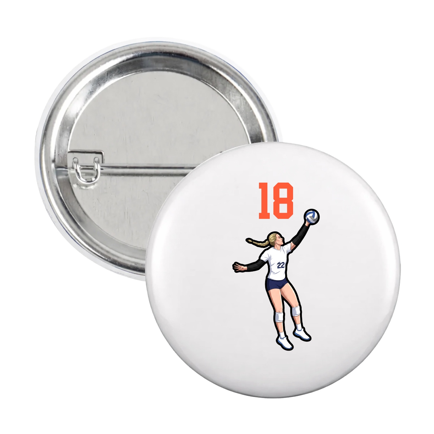 Game Day Button — Number Top in White