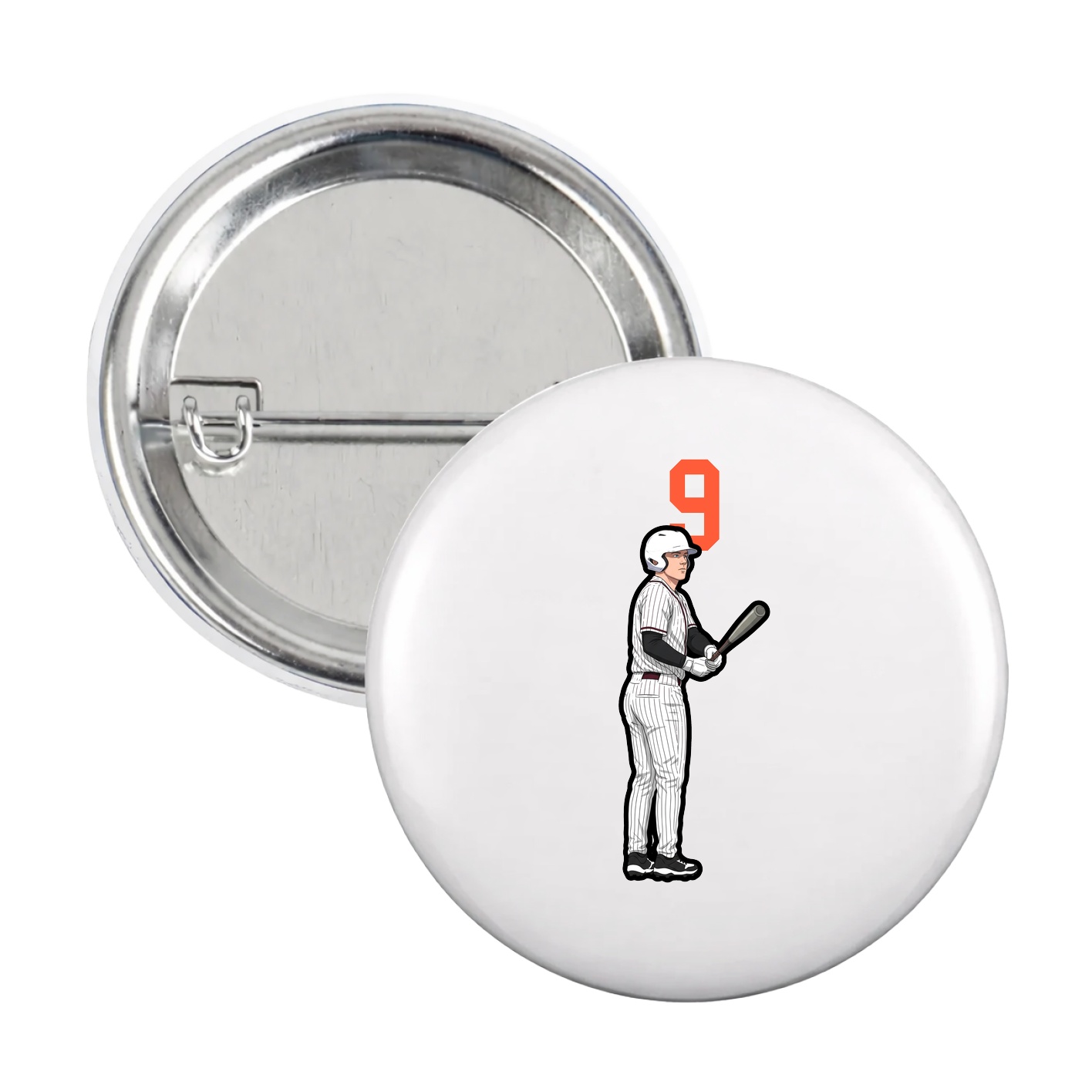 Game Day Button — Number Top in White