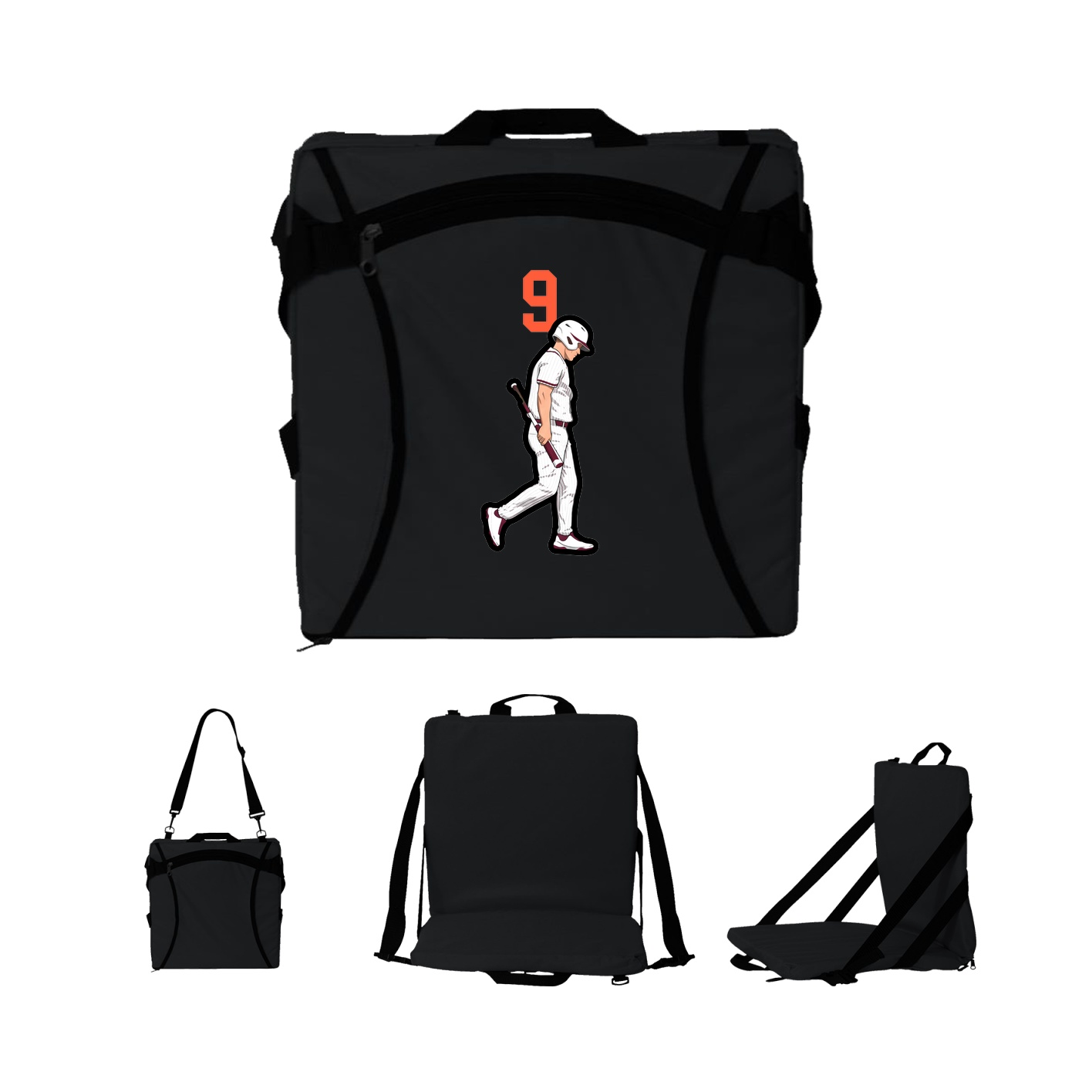 Folding Stadium Seat — Number Top in Black