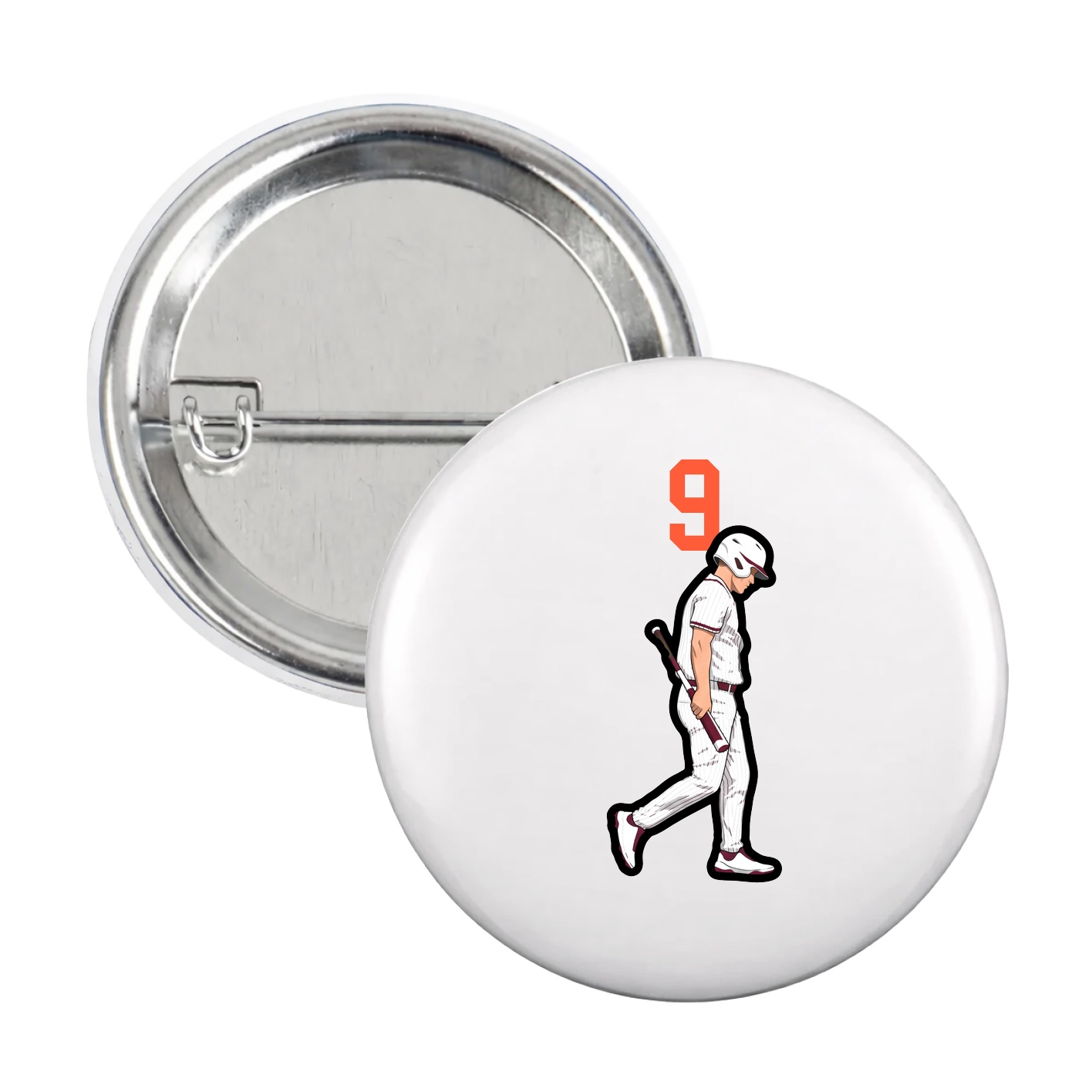Game Day Button — Number Top in White