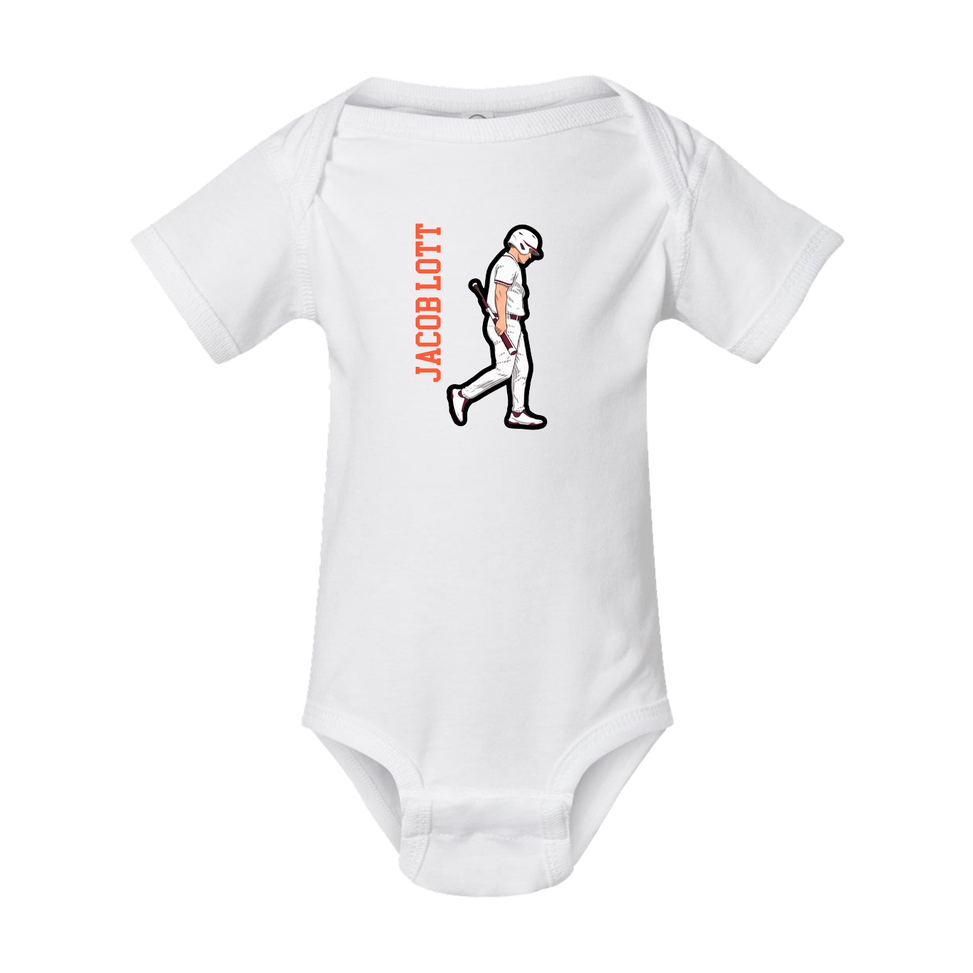 Baby Onesie — Name Vertical in White
