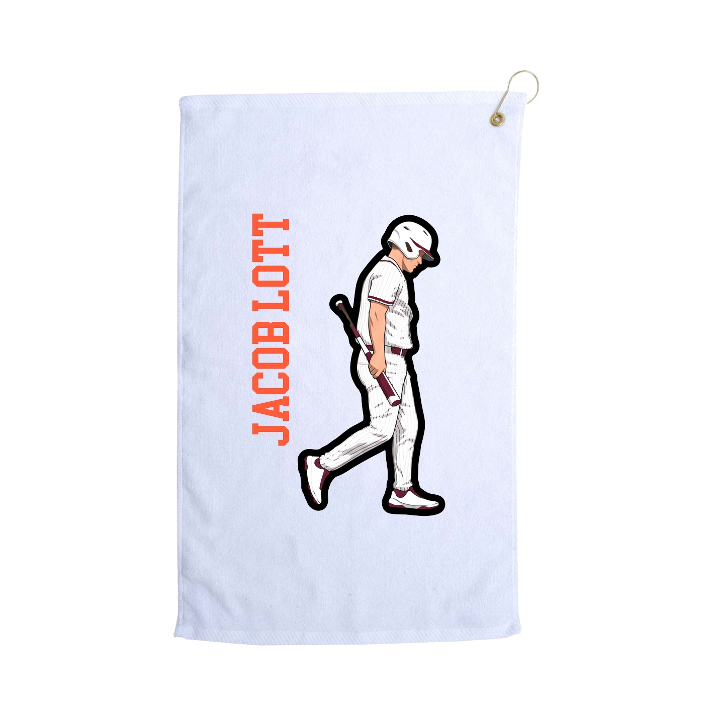 Golf Towel — Name Vertical in White